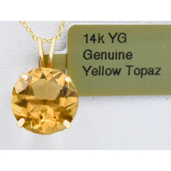 Genuine 5.82 Cts Yellow Topaz Pendant 14k Gold